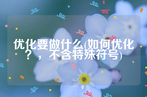 优化要做什么(如何优化？，不含特殊符号)