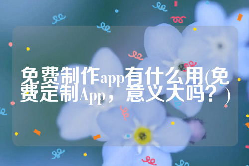 免费制作app有什么用(免费定制App，意义大吗？)