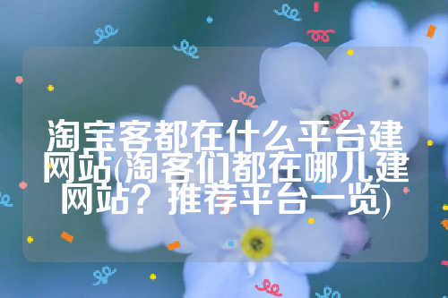 淘宝客都在什么平台建网站(淘客们都在哪儿建网站？推荐平台一览)