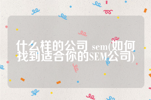 什么样的公司 sem(如何找到适合你的SEM公司)