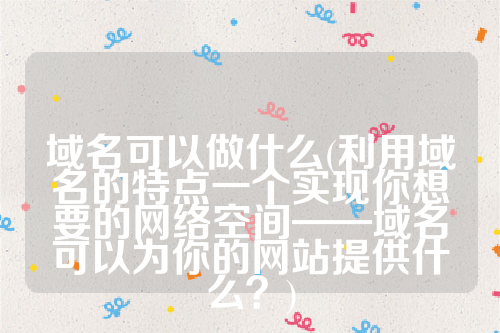 域名可以做什么(利用域名的特点一个实现你想要的网络空间——域名可以为你的网站提供什么？)