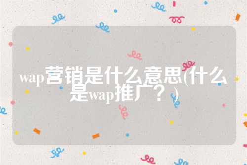 wap营销是什么意思(什么是wap推广？)