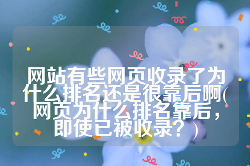 网站有些网页收录了为什么排名还是很靠后啊(网页为什么排名靠后，即使已被收录？)