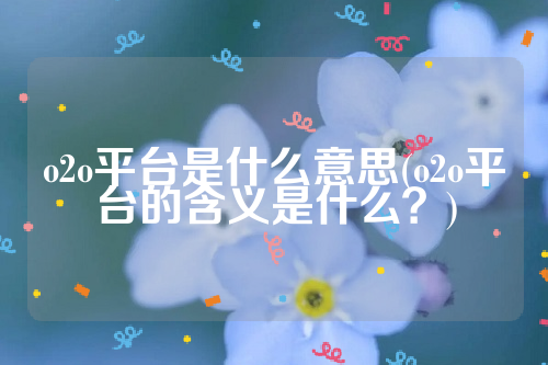 o2o平台是什么意思(o2o平台的含义是什么？)