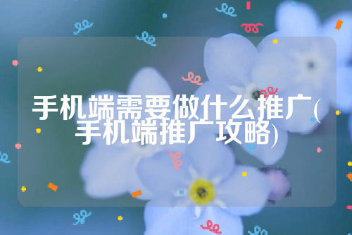 手机端需要做什么推广(手机端推广攻略)