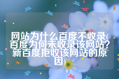 网站为什么百度不收录(百度为何未收录该网站？新百度拒收该网站的原因)