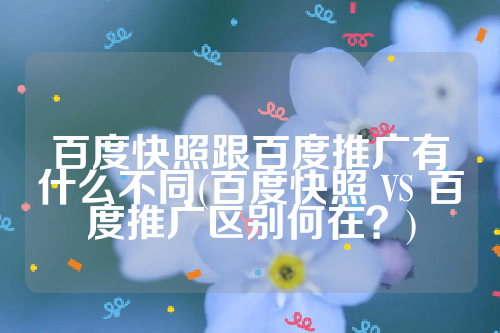 百度快照跟百度推广有什么不同(百度快照 VS 百度推广区别何在？)